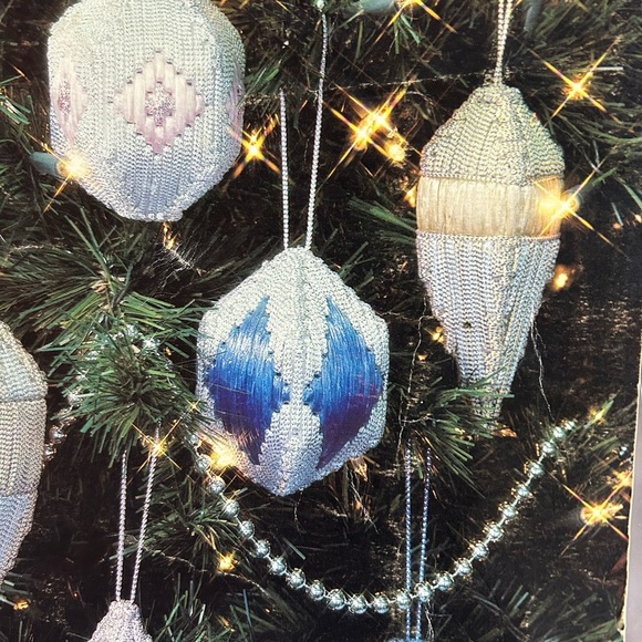 5/$25 Elegant Ornaments Plastic Canvas - Blue and White Christmas ornaments 🎄 - Picture 3 of 8